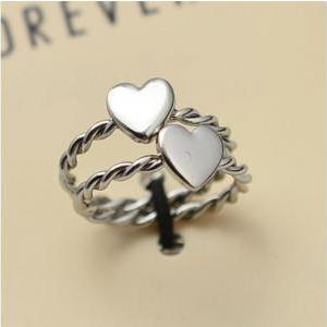 Romantic Knuckle Gold Twisted Heart Ring, Love..