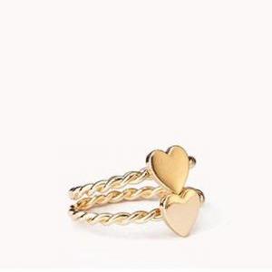 Romantic Knuckle Gold Twisted Heart Ring, Love..