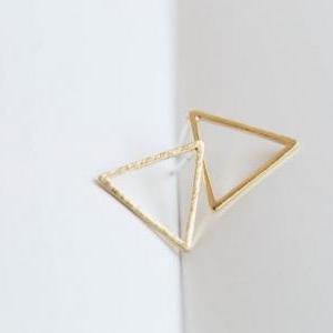Tiny Cutout Triangle Stud Earrings, Gold Triangle..