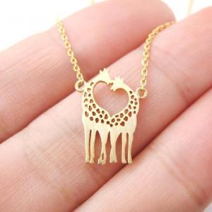 Love Giraffe Necklace, Minimalist Giraffe Pendant,..