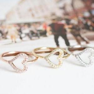 Cute Gold Heart Ring, Cutout Heart Ring , Everyday..
